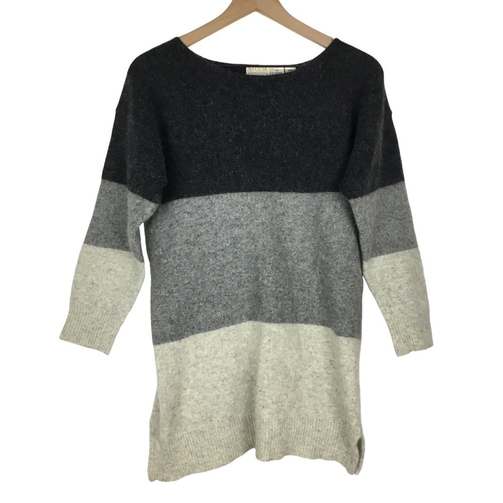 MODA INTL Vintage Lambswool Angora Rabbit Hair Sweater Stripe 90s Size Medium